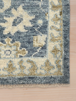 Bloomville Hand-knotted Wool Persian Rug - Blue