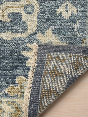 Bloomville Hand-knotted Wool Persian Rug - Blue