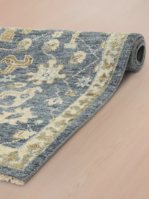 Bloomville Hand-knotted Wool Persian Rug - Blue