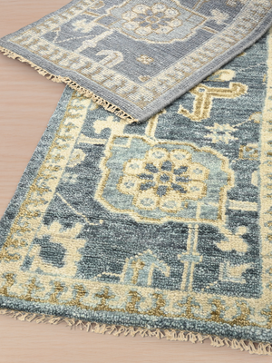 Bloomville Hand-knotted Wool Persian Rug - Blue