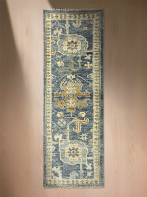 Bloomville Hand-knotted Wool Persian Rug - Blue