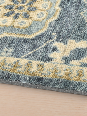 Bloomville Hand-knotted Wool Persian Rug - Blue