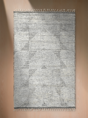 Farah Hand-knotted Wool Geometric Rug - Grey