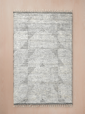 Farah Hand-knotted Wool Geometric Rug - Grey