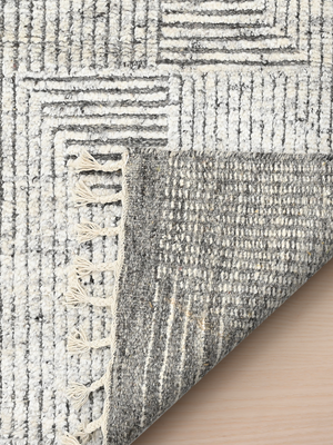 Farah Hand-knotted Wool Geometric Rug - Grey