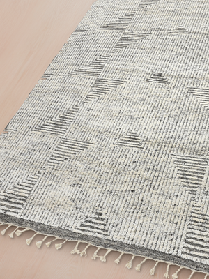 Farah Hand-knotted Wool Geometric Rug - Grey