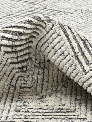Farah Hand-knotted Wool Geometric Rug - Grey