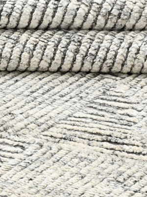 Farah Hand-knotted Wool Geometric Rug - Grey