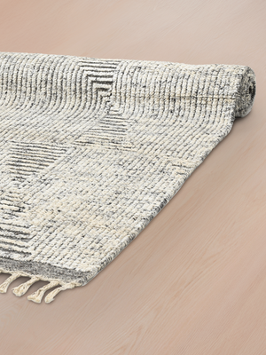 Farah Hand-knotted Wool Geometric Rug - Grey