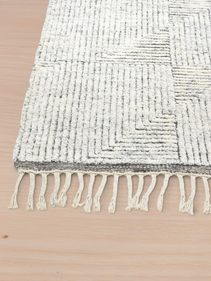 Farah Hand-knotted Wool Geometric Rug - Grey