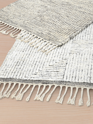 Farah Hand-knotted Wool Geometric Rug - Grey