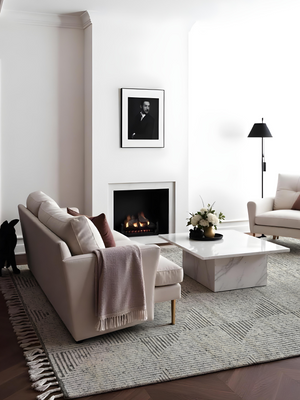 Farah Hand-knotted Wool Geometric Rug - Grey