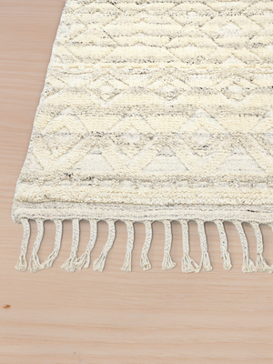 Numa Hand-knotted Wool Geometric Rug - Cream