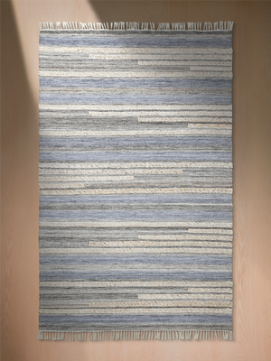 Umara Hand-woven PET Kilim Rug - Blue