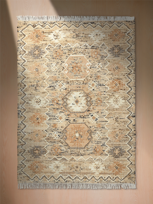 Ruh Hand-woven Jute Kilim Rug - Beige