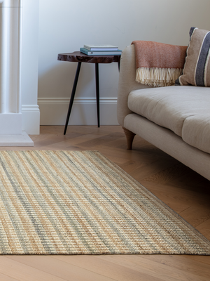 Nadia Hand-woven Jute Striped Rug - Beige