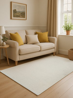 Shaheer Cream Hand-woven Wool Floral Rug - Cream