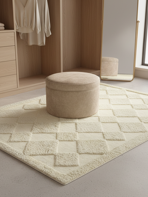 Zeba Hand-tufted Wool Geometric Rug - Ivory