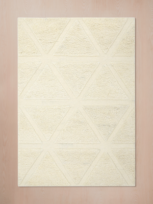 Niyab Hand-tufted Wool Geometric Rug - Ivory