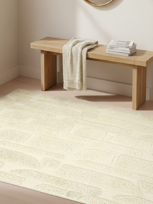 Sally Hand-tufted Wool Geometric Rug - Ivory