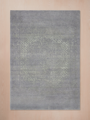 Livia Hand-knotted Wool & Bamboo Silk Distressed Rug - Grey