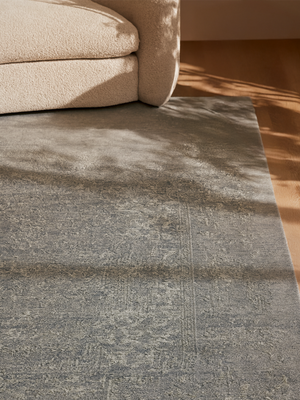Livia Hand-knotted Wool & Bamboo Silk Distressed Rug - Grey