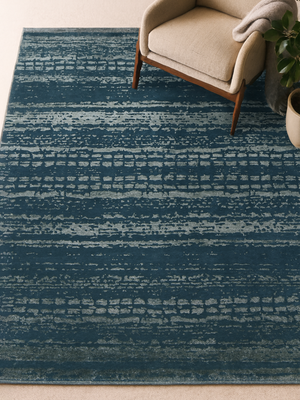 Stella Hand-knotted Wool & Bamboo Silk Abstract Rug - Indigo