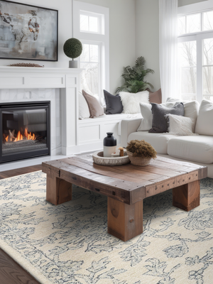 Savana Botanical Hand-tufted Wool Persian Rug - Blue