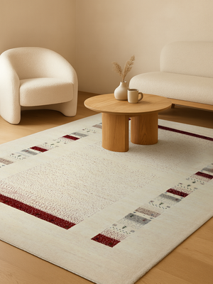 Urban Bohemian Heritage Hand-knotted Wool Geometric Rug - Cream