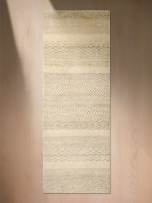Mehar Heritage Hand-knotted Wool Striped Rug - Beige