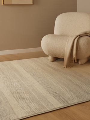 Mehar Heritage Hand-knotted Wool Striped Rug - Beige