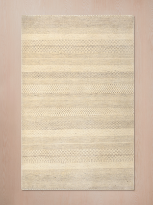 Mehar Heritage Hand-knotted Wool Striped Rug - Beige