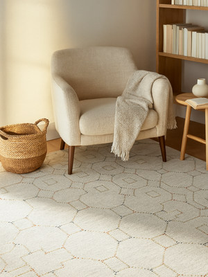 Arcadia Heritage Hand-woven Wool Geometric Rug - Cream