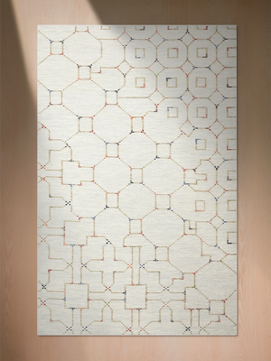 Arcadia Heritage Hand-woven Wool Geometric Rug - Cream