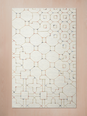 Arcadia Heritage Hand-woven Wool Geometric Rug - Cream