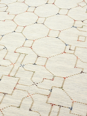 Arcadia Heritage Hand-woven Wool Geometric Rug - Cream
