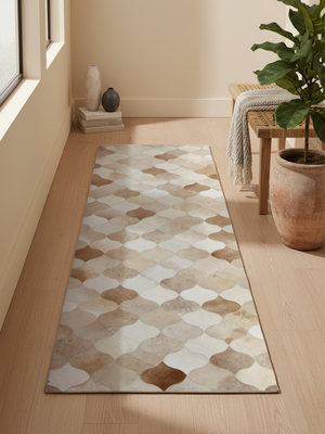 Sahara Hide & Wool Geometric Rug - Beige