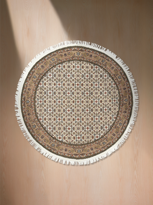 Zaya Round Hand-knotted Wool Persian Rug - Beige