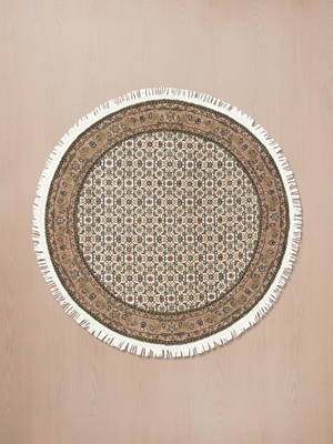 Zaya Round Hand-knotted Wool Persian Rug - Beige