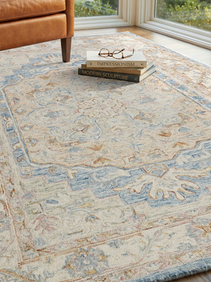 Riwaq Hand-tufted Wool Persian Rug - Blue