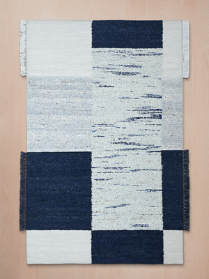 Tarin Hand-woven Wool Geometric Rug - Blue