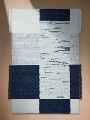 Tarin Hand-woven Wool Geometric Rug - Blue