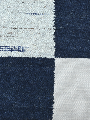 Tarin Hand-woven Wool Geometric Rug - Blue