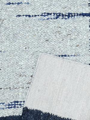Tarin Hand-woven Wool Geometric Rug - Blue