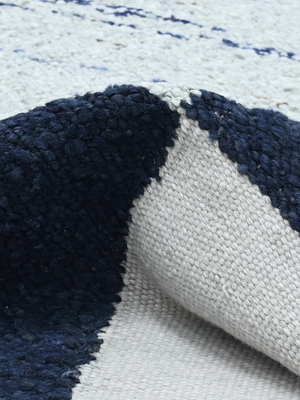 Tarin Hand-woven Wool Geometric Rug - Blue