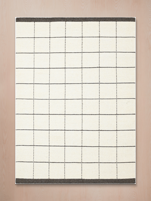 Nayab Hand-woven Wool Geometric Rug - Ivory
