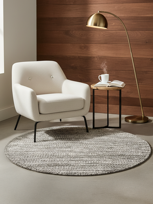 Haroon Hand-woven Round Wool Rug - Grey