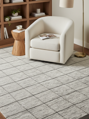 Aabid Hand-woven Wool Geometric Rug - Beige
