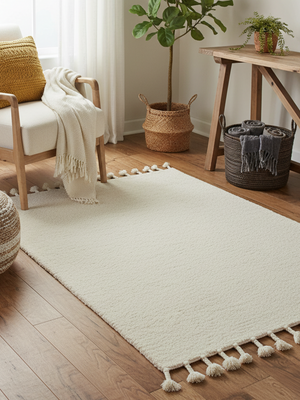 Narin Hand-woven Bouclé Floral Rug - Off-White