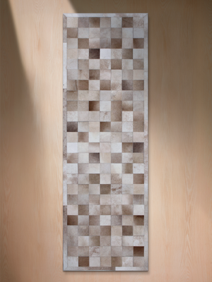 Reyan Beige Hide & Wool Geometric Rug - Beige